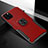 Silicone Matte Finish and Plastic Back Cover Case with Magnetic Finger Ring Stand R02 for Apple iPhone 11 Pro Max Red
