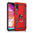 Silicone Matte Finish and Plastic Back Cover Case with Magnetic Finger Ring Stand R02 for Samsung Galaxy A70 Red