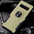 Silicone Matte Finish and Plastic Back Cover Case with Magnetic Finger Ring Stand R02 for Samsung Galaxy S10 Gold