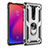 Silicone Matte Finish and Plastic Back Cover Case with Magnetic Finger Ring Stand R02 for Xiaomi Mi 9T Pro Silver