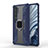 Silicone Matte Finish and Plastic Back Cover Case with Magnetic Finger Ring Stand R02 for Xiaomi Mi Note 10 Blue
