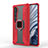 Silicone Matte Finish and Plastic Back Cover Case with Magnetic Finger Ring Stand R02 for Xiaomi Mi Note 10 Red