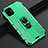 Silicone Matte Finish and Plastic Back Cover Case with Magnetic Finger Ring Stand R03 for Apple iPhone 11