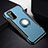 Silicone Matte Finish and Plastic Back Cover Case with Magnetic Finger Ring Stand R03 for Huawei Honor V30 Pro 5G Blue