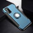 Silicone Matte Finish and Plastic Back Cover Case with Magnetic Finger Ring Stand R03 for Huawei Honor View 30 5G Blue