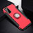 Silicone Matte Finish and Plastic Back Cover Case with Magnetic Finger Ring Stand R03 for Huawei Honor View 30 5G Red