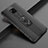 Silicone Matte Finish and Plastic Back Cover Case with Magnetic Finger Ring Stand R03 for Huawei Mate 20 X 5G Black