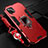 Silicone Matte Finish and Plastic Back Cover Case with Magnetic Finger Ring Stand R03 for Huawei Nova 6 SE Red