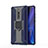 Silicone Matte Finish and Plastic Back Cover Case with Magnetic Finger Ring Stand R03 for Xiaomi Mi 9T Pro Blue
