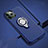 Silicone Matte Finish and Plastic Back Cover Case with Magnetic Finger Ring Stand R04 for Apple iPhone 11 Pro Blue