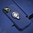 Silicone Matte Finish and Plastic Back Cover Case with Magnetic Finger Ring Stand R04 for Apple iPhone 11 Pro Max