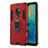 Silicone Matte Finish and Plastic Back Cover Case with Magnetic Finger Ring Stand R04 for Huawei Mate 20 Red