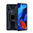 Silicone Matte Finish and Plastic Back Cover Case with Magnetic Finger Ring Stand R04 for Huawei Nova 5 Pro Blue