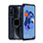 Silicone Matte Finish and Plastic Back Cover Case with Magnetic Finger Ring Stand R04 for Huawei Nova 5i Blue