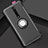 Silicone Matte Finish and Plastic Back Cover Case with Magnetic Finger Ring Stand R04 for Xiaomi Redmi K20 Black