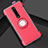 Silicone Matte Finish and Plastic Back Cover Case with Magnetic Finger Ring Stand R04 for Xiaomi Redmi K20 Pro Red