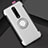 Silicone Matte Finish and Plastic Back Cover Case with Magnetic Finger Ring Stand R04 for Xiaomi Redmi K20 Pro Silver