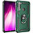 Silicone Matte Finish and Plastic Back Cover Case with Magnetic Finger Ring Stand R05 for Xiaomi Redmi Note 8 Green