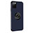 Silicone Matte Finish and Plastic Back Cover Case with Magnetic Finger Ring Stand R06 for Apple iPhone 11 Pro Max Blue