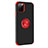 Silicone Matte Finish and Plastic Back Cover Case with Magnetic Finger Ring Stand R06 for Apple iPhone 11 Pro Max Red and Black