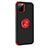 Silicone Matte Finish and Plastic Back Cover Case with Magnetic Finger Ring Stand R06 for Apple iPhone 11 Pro Red and Black