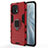 Silicone Matte Finish and Plastic Back Cover Case with Magnetic Finger Ring Stand R06 for Xiaomi Mi 11 5G Red