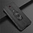 Silicone Matte Finish and Plastic Back Cover Case with Magnetic Finger Ring Stand R07 for Xiaomi Mi 9T Black