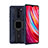 Silicone Matte Finish and Plastic Back Cover Case with Magnetic Finger Ring Stand R09 for Xiaomi Redmi Note 8 Pro