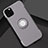 Silicone Matte Finish and Plastic Back Cover Case with Magnetic Finger Ring Stand S01 for Apple iPhone 11 Pro Gray