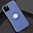 Silicone Matte Finish and Plastic Back Cover Case with Magnetic Finger Ring Stand S01 for Apple iPhone 11 Pro Max Blue