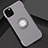 Silicone Matte Finish and Plastic Back Cover Case with Magnetic Finger Ring Stand S01 for Apple iPhone 11 Pro Max Gray