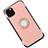 Silicone Matte Finish and Plastic Back Cover Case with Magnetic Finger Ring Stand S01 for Apple iPhone 11 Pro Max Rose Gold