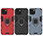 Silicone Matte Finish and Plastic Back Cover Case with Magnetic Finger Ring Stand S01 for Apple iPhone 13 Mini