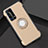 Silicone Matte Finish and Plastic Back Cover Case with Magnetic Finger Ring Stand S01 for Huawei P40 Pro+ Plus Gold