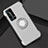 Silicone Matte Finish and Plastic Back Cover Case with Magnetic Finger Ring Stand S01 for Huawei P40 Pro+ Plus Silver