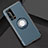 Silicone Matte Finish and Plastic Back Cover Case with Magnetic Finger Ring Stand S01 for Huawei P40 Pro+ Plus Sky Blue