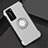 Silicone Matte Finish and Plastic Back Cover Case with Magnetic Finger Ring Stand S01 for Huawei P40 Pro Silver