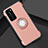Silicone Matte Finish and Plastic Back Cover Case with Magnetic Finger Ring Stand S01 for Huawei P40 Rose Gold