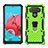 Silicone Matte Finish and Plastic Back Cover Case with Magnetic Finger Ring Stand S01 for LG K51 Matcha Green