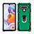 Silicone Matte Finish and Plastic Back Cover Case with Magnetic Finger Ring Stand S01 for LG Stylo 6 Green