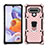 Silicone Matte Finish and Plastic Back Cover Case with Magnetic Finger Ring Stand S01 for LG Stylo 6 Rose Gold