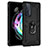 Silicone Matte Finish and Plastic Back Cover Case with Magnetic Finger Ring Stand S01 for Motorola Moto Edge 20 5G