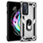 Silicone Matte Finish and Plastic Back Cover Case with Magnetic Finger Ring Stand S01 for Motorola Moto Edge 20 5G