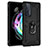 Silicone Matte Finish and Plastic Back Cover Case with Magnetic Finger Ring Stand S01 for Motorola Moto Edge 20 5G Black