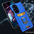 Silicone Matte Finish and Plastic Back Cover Case with Magnetic Finger Ring Stand S01 for Motorola Moto Edge 30 Pro 5G