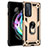 Silicone Matte Finish and Plastic Back Cover Case with Magnetic Finger Ring Stand S01 for Motorola Moto Edge Lite 5G