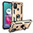 Silicone Matte Finish and Plastic Back Cover Case with Magnetic Finger Ring Stand S01 for Motorola Moto G10