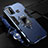 Silicone Matte Finish and Plastic Back Cover Case with Magnetic Finger Ring Stand S01 for Oppo A11s Blue