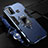 Silicone Matte Finish and Plastic Back Cover Case with Magnetic Finger Ring Stand S01 for Oppo A53s Blue