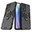 Silicone Matte Finish and Plastic Back Cover Case with Magnetic Finger Ring Stand S01 for Oppo Reno7 Pro 5G Black